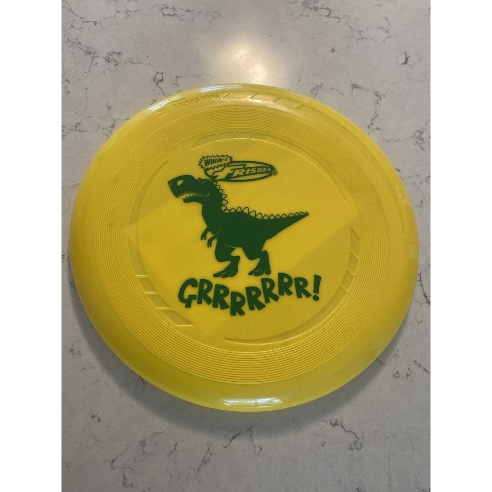 Frisbee Wham O‎ T-Rex Flying Disc Yellow 9" GRRRRRR Dinosaur Flying Fun Toy New